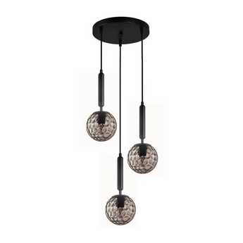 TRATTINO Interior Smokey Black Spherical Glass Multiple Round Base Pendant Lights