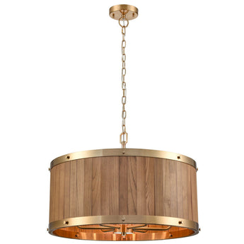 BARRIQUE Retro Interior Large Drum Wood Pendant Lights