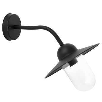 DEKSEL: Industrial Matte Black Exterior Wall Light With Clear Glass IP54