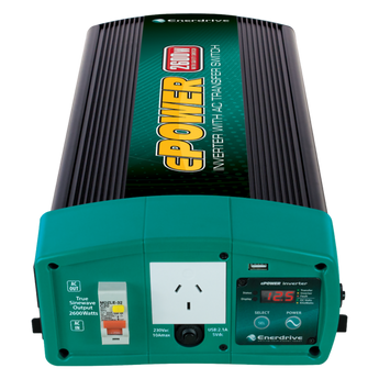 ePOWER 2600W 12V True Sine Wave Inverter with AC Transfer & Safety Switch