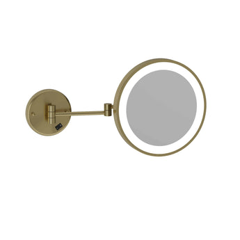 3x Magnification Brushed Brass Mirror with Light