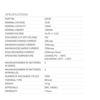 12V 100AH Lithium Battery