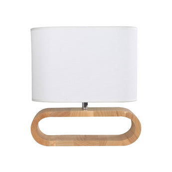 LOTUS: Blonde Wood Cloth Shade Table Lamps