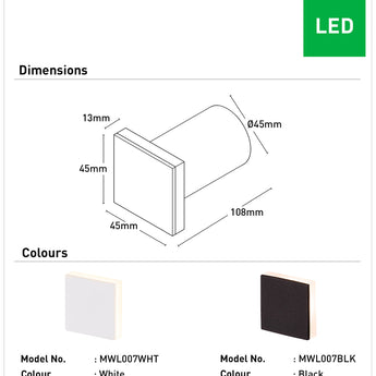 Cyrus LED Square Step Wall Light