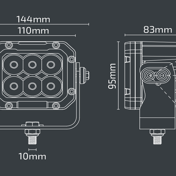 W/LIGHT-60W 4" SQ H/D 12/24V (5100L)