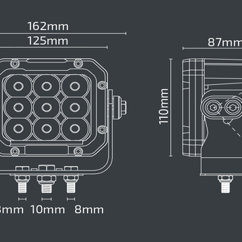 W/LIGHT-90W 5" H/D SQ 12/24V (7650L)