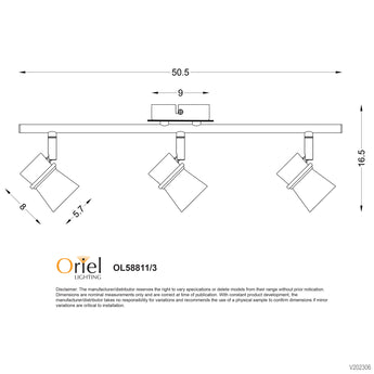 YARRA 3 LIGHT LED Ready Adjustable Spotlight GU10 Black