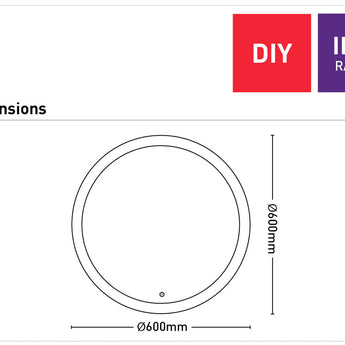 Romu D600mm Round Bathroom Mirror