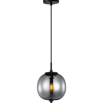 PINO Interior Opal Matte  Smokey Black Mirror Finish Glass Round Pendant Lights