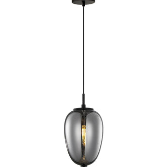 PINO Interior Opal Matte  Smokey Black Mirror Finish Glass Oval Pendant Lights