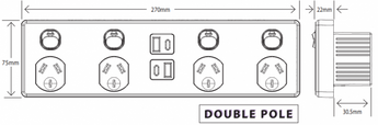 Puma - Power Point 4 Gang 10A 250V~ Double Pole Plus 4 Gang USB Charger Type A & C (3.1A Top & 3.1A Bottom)