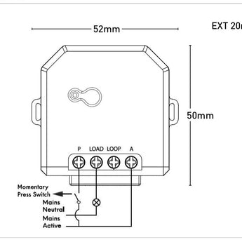 Ikuu Smart Zigbee Inline Switch With Dimmer - Momentary Press Switch