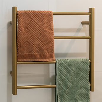 Brushed Gold Round Ladder Heated Towel Rail