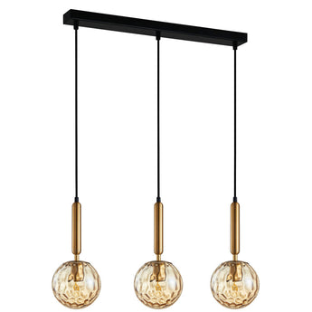 TRATTINO Interior Bronze Amber Smokey Black Spherical Glass Multiple Bar Base Pendant Lights