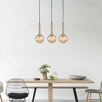 TRATTINO Interior Bronze Amber Smokey Black Spherical Glass Multiple Bar Base Pendant Lights