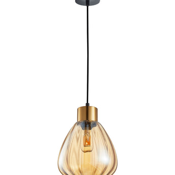 TULIP Interior Bronze Amber  Smokey Black Wine Glass Ribbed Pendant Lights