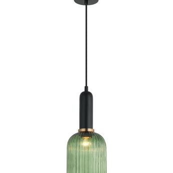 VINTAJ Retro Interior Ellipse Shape Ribbed Glass Pendant Lights