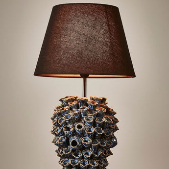 LONDOLOZI CERAMIC TABLE LAMP BLUE WITH LINEN SHADE