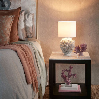 LONDOLOZI CERAMIC TABLE LAMP WITH LINEN SHADE CREAM