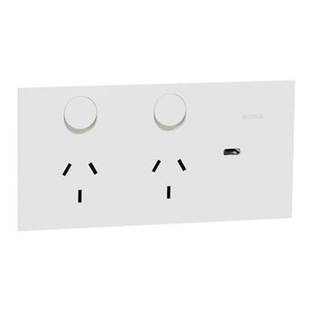 Socket Sw Horiz Twin 1ExUSBC 10A zen