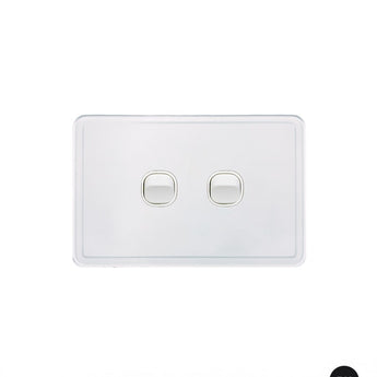 Senoa Simple - Switch Glass Front Horizontal 2 Gang 16AX/20A 250V