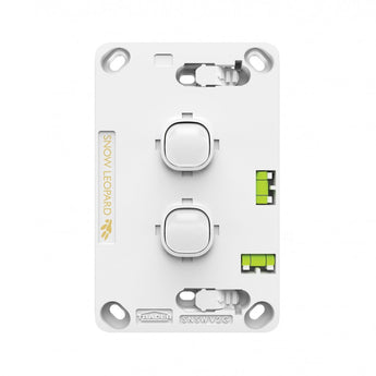 Snow Leopard - Switch Vertical 2 Gang 16AX/20A 250V~, White Cover, White Grid