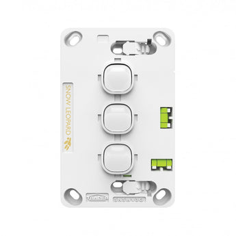 Snow Leopard - Switch Vertical 3 Gang 16AX/20A 250V~, White Cover, White Grid